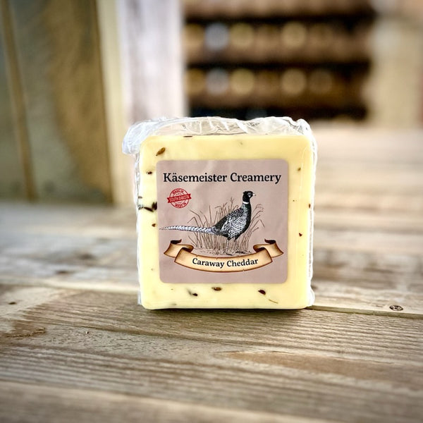 Whole Caraway Cheddar Cheese  8oz. Block